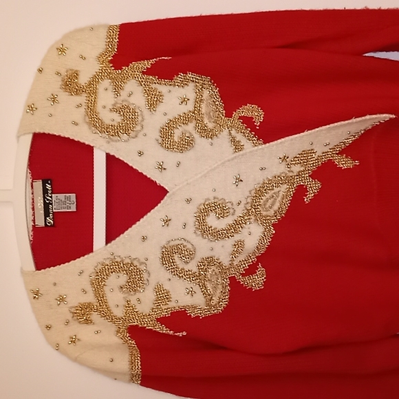 Vintage Dana Scott Embellished Hoilday Ugly Christmas Sweater New Years Eve Sz L - Picture 2 of 9